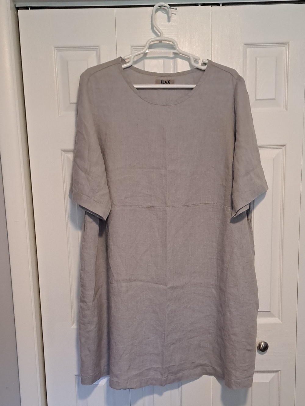 Flax 2G Relaxed Tunic Dress in Light Gray NWOT